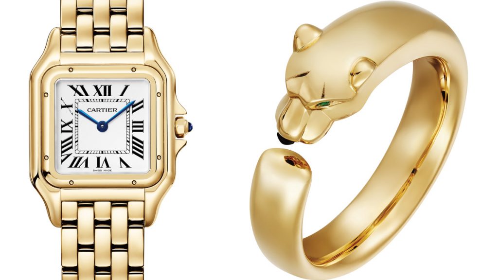 cartier JOYERO DE REYES, REY DE JOYEROS... Y RELOJEROS Fue Jeanne Toussaint, probablemente una de las influencers más importantes del siglo XX, quien inició el mito Panthère en 1914. Musa de Louis Cartier y directora creativa de la Maison durante décadas, fue la inspiración de muchos artistas, entre ellos George Barbier, quien la representó como “Mujer con Pantera”, pieza gráfica que sirvió de invitación para la presentación de la colección Cartier en 1914. Ese mismo año nacieron las primeras referencias felinas en las creaciones de la maison, fruto de un viaje a Kenia de Jeanne Toussaint y Louis Cartier. La primera pulsera imitaba la piel de la pantera a través de los diamantes y ónix, convirtiéndose así en uno de los motivos claves de la firma. De igual modo, el primer reloj con motivos de la pantera fue realizado el mismo año y se caracterizaba por las manchas felinas.