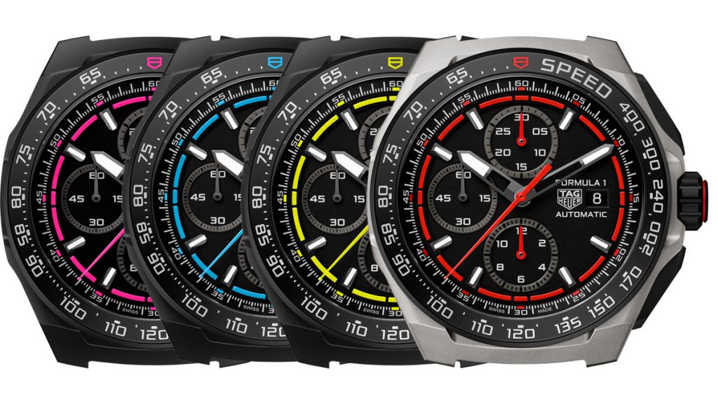 El primero de los modelos está marcado por el color rojo, también presente en la segunda versión, que se intensifica al acompañarse de una correa roja. La tercera versión adquiere un aire más fresco con detalles azules y una correa bicolor azul y negra, mientras que la cuarta presenta una pista de color verde lima fresca y alegre y una correa bicolor.